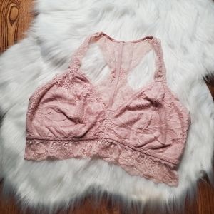 Auden Lace Pink Racerback Bralette Size Large